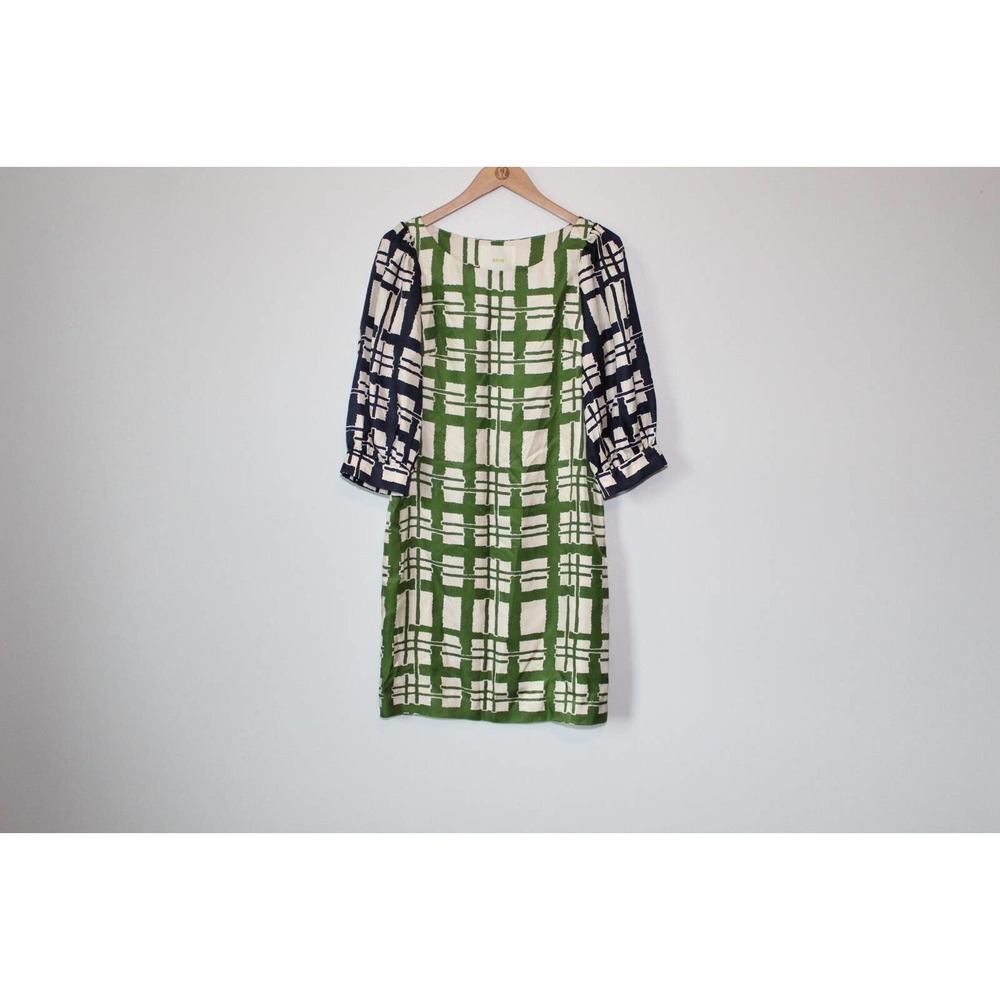 ✨2/$20 Anthropologie Maeve 100% Silk Abstract Shift Dress 4 Resort Vacation Mod - Picture 2 of 12